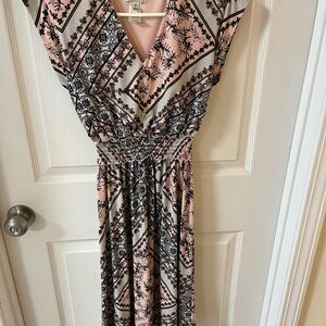 Enfocus Studio Pink and Black Midi Dress